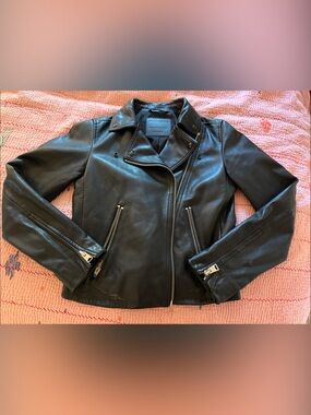 AllSaints Black Leather Moto Jacket
